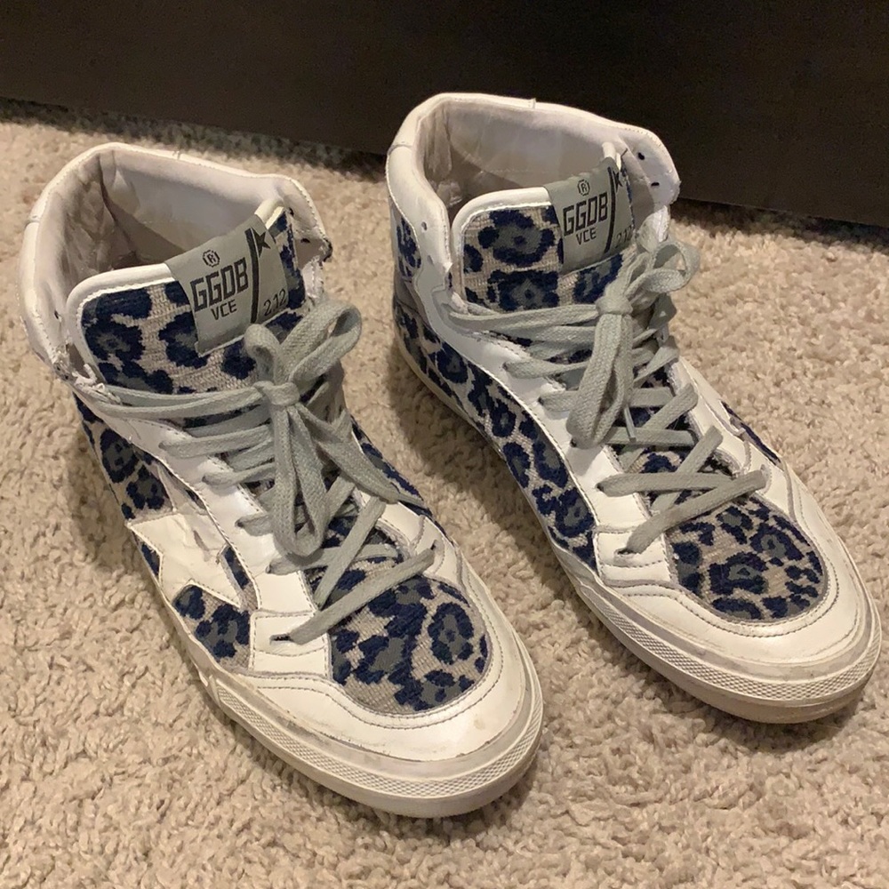 Blue Cheetah Print Golden Goose high top